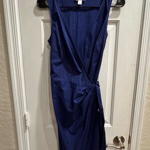 LOFT Deep Blue Midi Wrap Dress